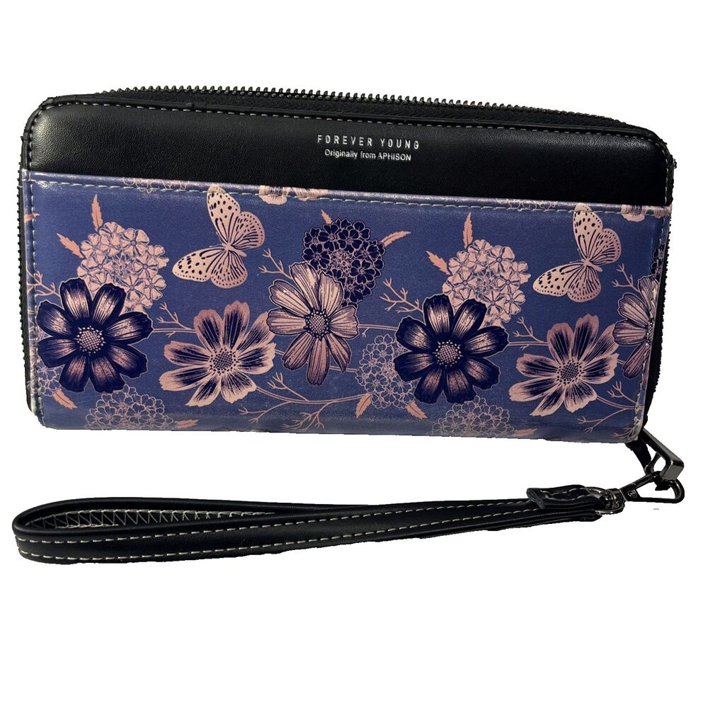 Forever Young Originally From Aphison Blue/Pink Wallet w/pockets and strap